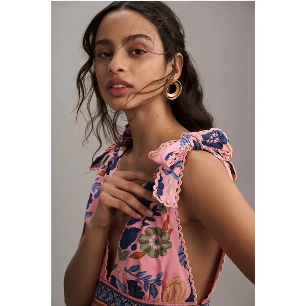 Farm Rio Seashell Tapestry Sleeveless Midi Dress Size L - Picture 4 of 11